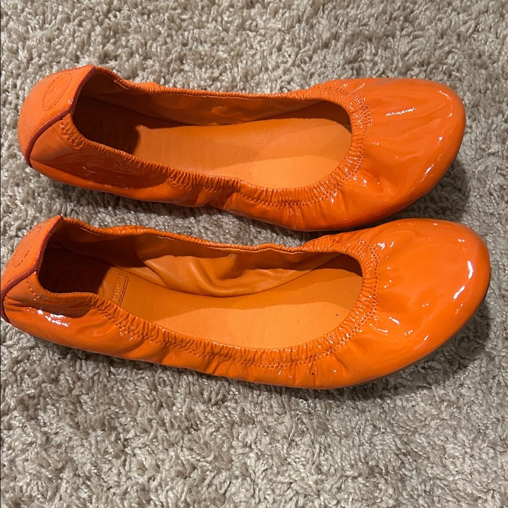 Tory Burch Vibrant Orange Ballet Flats 10.5